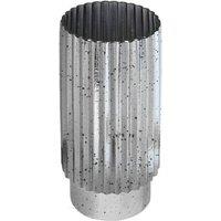 KDMD Silver Tonal Ribbed Cylinder Vase 30cm