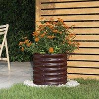 Berkfield Home Garden Planter Powder-coated Steel 40x40x36 cm Brown | Size: 40 x 40 x 36 cm