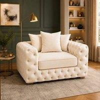 Stratus Interiors Ashley Chesterfield Scatter Back Plush Velvet Fabric sofa - Armchair in Cream