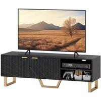 KORVIXA Black TV Unit with Shelves & Storage Cupboard for Living Room | Size: 100 cm