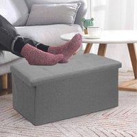 PAWNORA 76x38x38 Light Grey Folding Ottoman Storage Bench Box Pouffe | Size: 100 cm x 15 cm