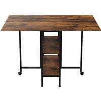 KORVIXA 120x80cm Extendable Kitchen Dining Table Rustic Drop Leaf Desk in Brown | Size: 100 cm x 100 cm
