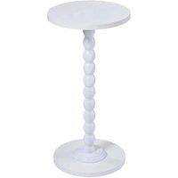 KORVIXA White Wooden Round Vintage Side Table Nightstand Plant Stand End Desk | Size: 100 cm
