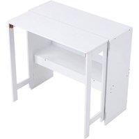 KORVIXA White Wooden Drop Leaf Desk Foldable Extendable Laptop Table | Size: 100 cm x 100 cm