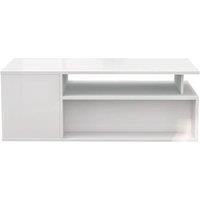 KORVIXA Led High Gloss Coffee Table With 2 Push Latch Open Drawers in White | Size: 100 cm x 100 cm