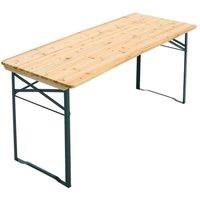 KORVIXA 167cm Folding Wooden Beer Table Trestle Garden Dining Bistro in Natural | Size: 100 cm x 100 cm