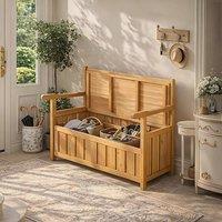 EONLION Natural Wooden Outdoor Storage Bench Box Garden Patio | Size: 100 cm