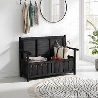 EONLION Black Wooden Outdoor Storage Bench Box Garden Patio | Size: 100 cm
