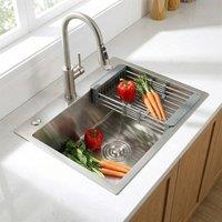 Kelvenix 1PC Large Super Deep Single Bowl Square Stainless Steel Kitchen in Silver | Size: 10000mm x 520mm