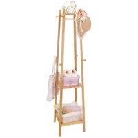 Kelvenix Wooden Coat Stand Rack Hat Umbrella Hanger Free Standing in Brown
