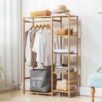 Kelvenix Wooden Clothes Garment Hanging Stand Shoe Rack in Brown