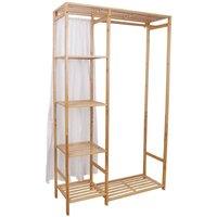 Kelvenix Wooden Clothes Rail Bamboo Garment Rack in Brown