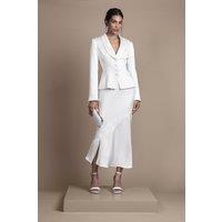Coast Women's Bridal Satin Detail Fitted Midi Skirt in Ivory | Size: 8