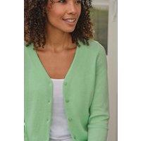 WoolOvers Women's Cashmere & Merino Classic V Neck Cardigan in Mint | Size: 2XL