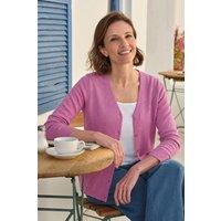 WoolOvers Women's Cashmere & Merino Classic V Neck Cardigan in Dusty Pink | Size: Medium