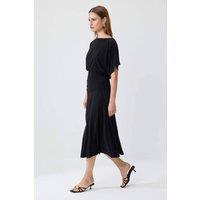 WOVCOR Women's Boat Neck Batwing Sleeve Short Sleeve Skater Maxi Dress in Black | Size: XS