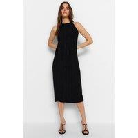 WOVCOR Women's Halter Neck Sleeveless Midi Shift Dress in Black | Size: Large