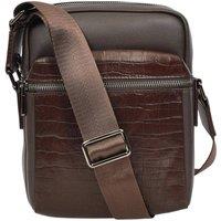 House of Leather Men's Real Leather Croc-Print Crossbody Bag Delmon in Brown