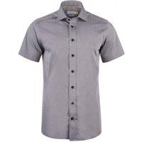 J Harvest & Frost Men's Yellow Bow 50 Slim Short-Sleeved Shirt in Grey | Size: Medium