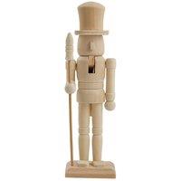 Living and Home Christmas Wooden Unfinished Nutcracker Figurine Decoration in Natural