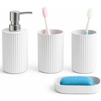 NESTLUNE White Bathroom Accessories Set 4 Piece Soap Dispenser