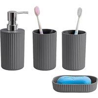 NESTLUNE Grey Bathroom Accessories Set 4 Piece Soap Dispenser