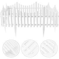 NESTLUNE White Garden Edging Fence 10PCS Wood | Size: 100 cm x 15 cm