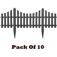 NESTLUNE Black Garden Edging Fence 10PCS Wood | Size: 100 cm x 15 cm