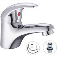 NESTLUNE Basin Mixer Tap Chrome Basin Sink Mono Bathroom + Fixings + Waste in Silver | Size: 10000mm x 520mm