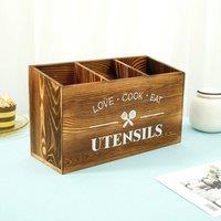 FORGEVIO Wooden Kitchen Utensil Holder brown