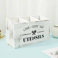 FORGEVIO Wooden Kitchen Utensil Holder white