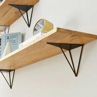 EONLION 2X Rustic Scaffold Board Shelf Bracket Hanging Industrial Steel Metal in Black | Size: 1000mm 2000mm
