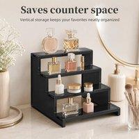 EONLION Black-2PCS 4 Tier Step Display Stand Organizer Riser Shelf in Black | Size: 500mm