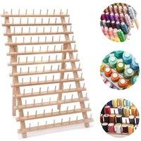 EONLION 120 Spool Tailor Holder Storage Bobbin Sew Wood Thread Rack in Brown | Size: 500mm