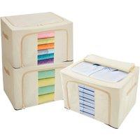 EONLION 66L Beige Foldable Storage Box with Steel Clothing storage | Size: 500mm