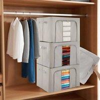 EONLION 66L Grey Foldable Storage Box with Steel Clothing storage | Size: 500mm