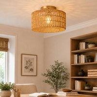 Emitto Lamp Shade Boho Woven Light Shade Iron Paper Rope Living Room Yellow