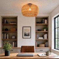 Emitto Lamp Shade Boho Paper Rope Light Shade Metal Frame Bedroom Yellow