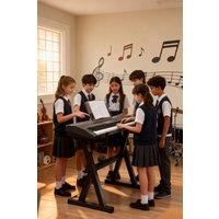 Living and Home Heavy-Duty Z-Style Keyboard Stand with Adjustable Width & Height in Black