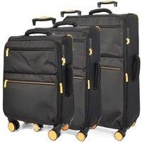 House of Leather Soft Shell Lightweight Expandable Suitcase HOL231 in Black | Size: 1 Pack