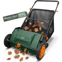 Pelle & Sol 21-Inch Manual Lawn Sweeper with Large Garden Collection Bag in Green