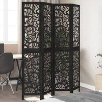 Berkfield Home Room Divider 4 Panels Black Solid Wood Paulownia
