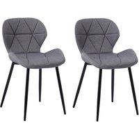 PAWNORA 2x Living Dining Room Chair Grey Fabric