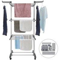 PAWNORA 3 Tier Foldable Clothes Airer Rack Laundry Drying Stand Indoor Outdoor in Grey