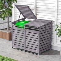 EONLION Outdoor Garden Double Wheelie Bin Storage Store Shed in Grey | Size: 100 cm