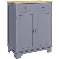 PAWNORA Rubber Wood Top Kitchen Side Cabinet in Grey