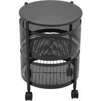 EONLION 2 Tier Kitchen Storage Rack Rotatable Basket Organiser Trolley Cart in Black | Size: 100 cm