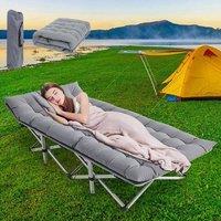 EONLION Single Folding Bed Camping Travel Guest Lightweight With Mat in Grey