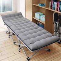 EONLION Grey (176x64CM) Single Folding Bed Camping Travel Guest Lightweight | Size: 176x64 cm