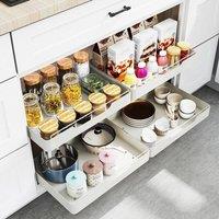 EONLION 2PCS Pull Out Cabinet Organizer Slide Out Drawer Storage Shelves in White | Size: 500mm